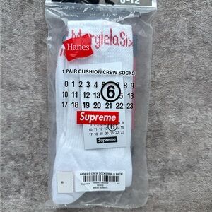 Maison Margela x Supreme White Cushion Crew Socks - 1 Pair